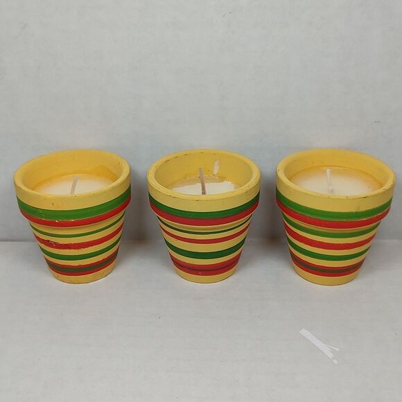 Lot of 3 Festive Colorful Striped Votive Candle Cups Boho Fiesta Southwestern - Picture 3 of 12
